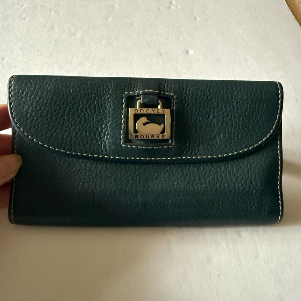 Dooney Bourke Green Trifold Leather Clutch